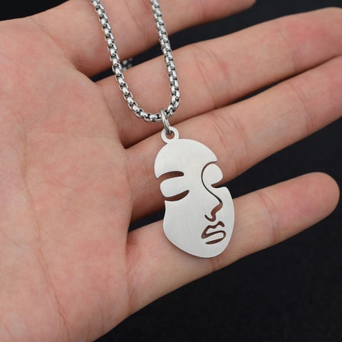 Stainless Steel Artistic Face Necklace