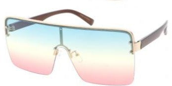 Large Square Metal Shield Fashion Sunglasses