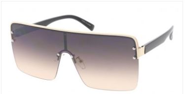 Large Square Metal Shield Fashion Sunglasses