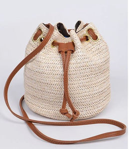 Whole Straw Shoulder Strap Tote Bag - Ivory